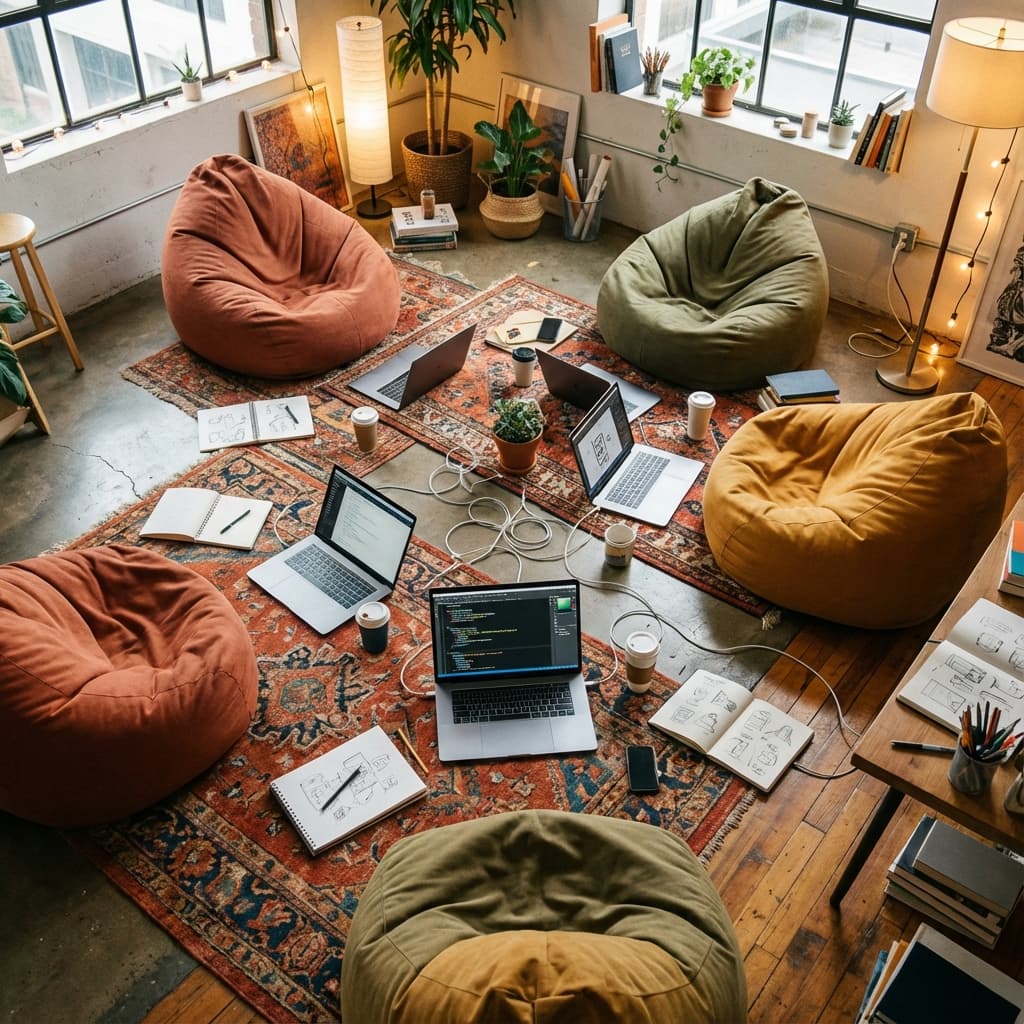 Workspace overhead view